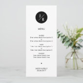 Einfaches monochromes Hochzeitsmenü Menükarte (Stehend Vorderseite)
