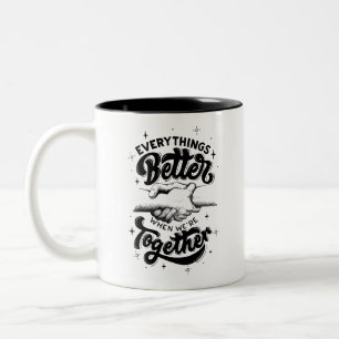Einfaches Monochromes Zeitloses Buchstaben Vintage Zweifarbige Tasse