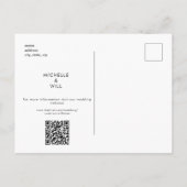 Einfaches Monogramm B/W QR-Code Save Date Ankündigungspostkarte (Rückseite)