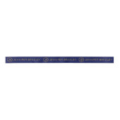 Einfaches Monogramm Benutzerdefinierter Name Blau  Satinband (Vorderseite)