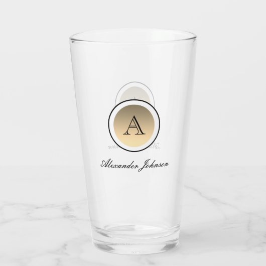 Einfaches Monogramm-Bier mit Goldfolie Glas (Rückseite)