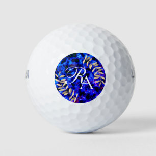 Einfaches Monogramm Blau Golfball