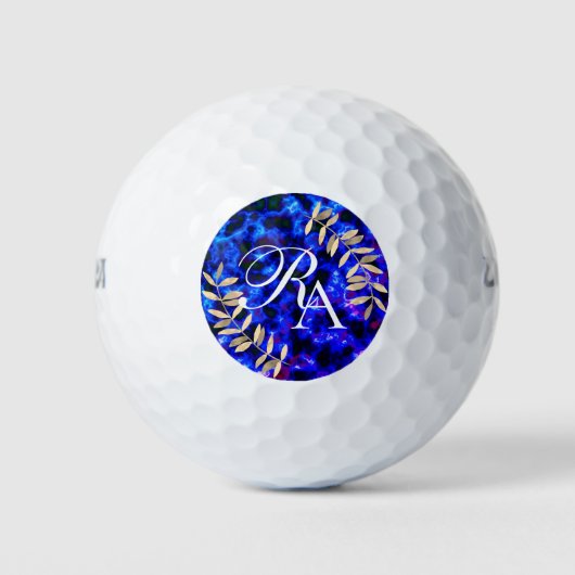 Einfaches Monogramm Blau Golfball (Vorderseite)