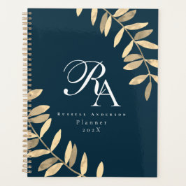 Einfaches Monogramm Blau Planer