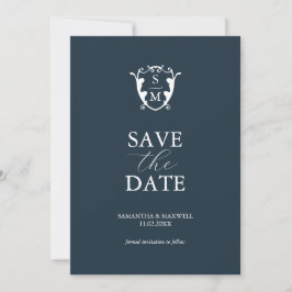 Einfaches Monogramm Blau Save the Date