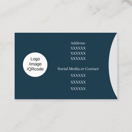 Einfaches Monogramm Blau Visitenkarte (Rückseite)