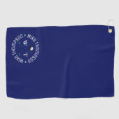 Einfaches Monogramm blaues Handtuch für einen Golf (Horizontal)