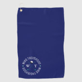 Einfaches Monogramm blaues Handtuch für einen Golf (Vorderseite)