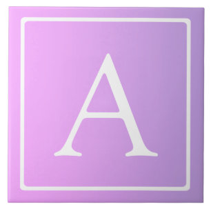 Einfaches Monogramm Dezent rosa/lila Ombre Fliese