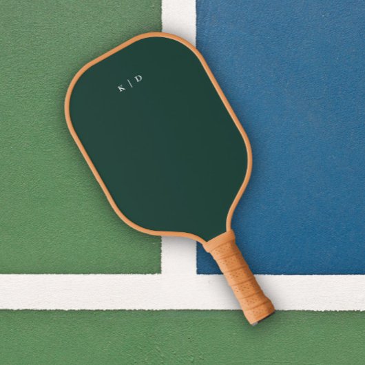 Einfaches Monogramm Dunkelgrün Pickleball Schläger