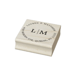 Einfaches Monogramm Elegante Hochzeit Gummistempel