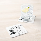 Einfaches Monogramm Floral Stylisch Rechteckiger Pappuntersetzer (Vor Ort)