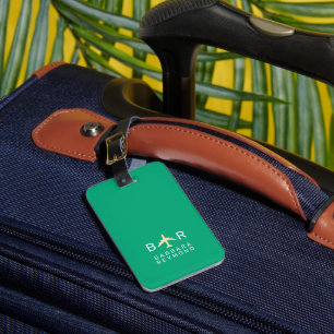 Einfaches Monogramm-Flugzeug Reise Grün Gepäckanhänger