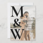 Einfaches Monogramm-Foto Moderne Hochzeit Einladung (Vorderseite)