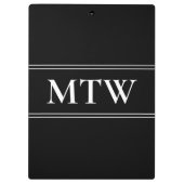 Einfaches Monogramm für Schwarzweiß-Vorlagen Klemmbrett (Rückseite)