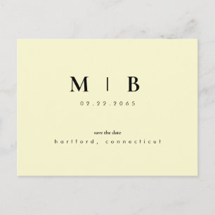 Einfaches Monogramm Gelbe Hochzeit Termin merken Postkarte