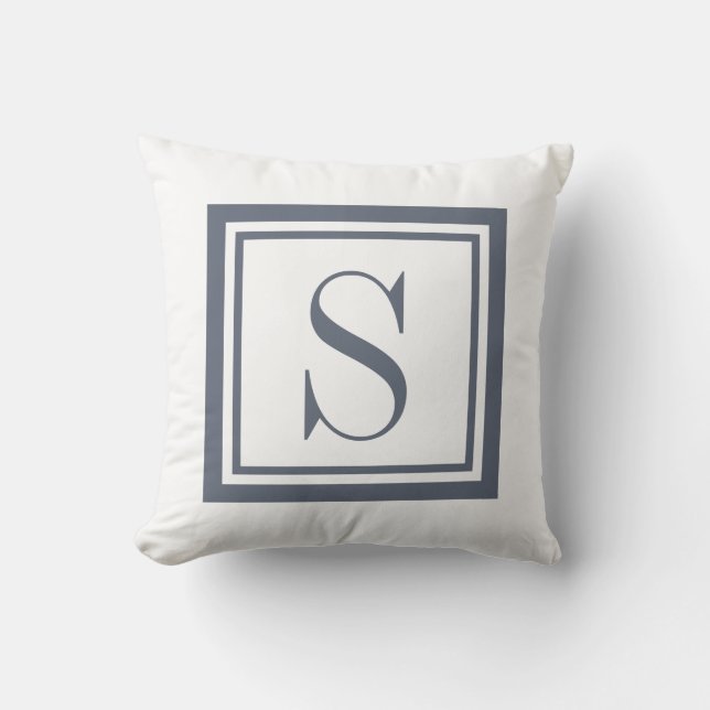 Einfaches Monogramm Grau Classic Square Kissen (Vorderseite)
