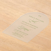 Einfaches Monogramm Grüne Hochzeit  Acryleinladungen (Ablage )