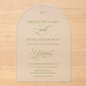 Einfaches Monogramm Grüne Hochzeit  Acryleinladungen (Vorderseite)