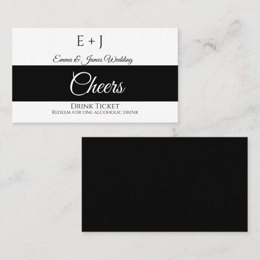 Einfaches Monogramm-Hochzeitsticket Visitenkarte (Vorne/Hinten)