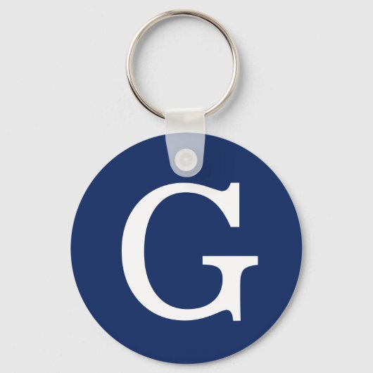 Einfaches Monogramm in Blau und Weiß, Anfangsbuchs Schlüsselanhänger (Vorderseite)