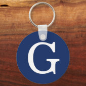 Einfaches Monogramm in Blau und Weiß, Anfangsbuchs Schlüsselanhänger (Vorderseite)