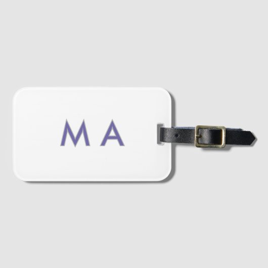 Einfaches Monogramm lila grau fügen Sie Ihren Name Gepäckanhänger (Vorderseite (Horizontal))