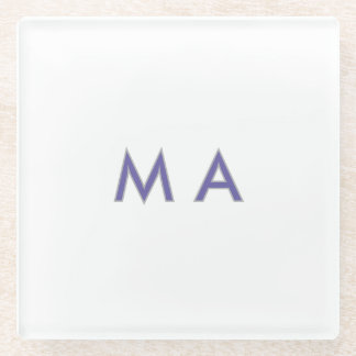 Einfaches Monogramm lila grau fügen Sie Ihren Name Glasuntersetzer