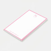 Einfaches Monogramm Mädchenhaft Rosa Rahmen Person Post-it Klebezettel (angewinkelt)