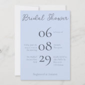 Einfaches Monogramm Minimalistisch Beau Blue Braut Einladung (Vorderseite)