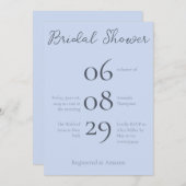 Einfaches Monogramm Minimalistisch Beau Blue Braut Einladung (Vorne/Hinten)