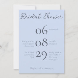 Einfaches Monogramm Minimalistisch Beau Blue Braut Einladung