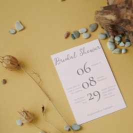 Einfaches Monogramm Minimalistisch Beige Brautpart Einladung