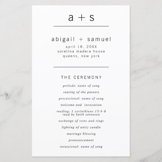 Einfaches Monogramm-Minimalistisch-Modernes Hochze (Vorderseite)