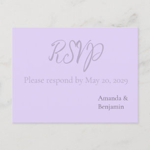 Einfaches Monogramm Minimalistischer Lavendel-Hoch Postkarte