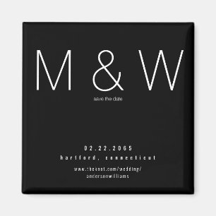 Einfaches Monogramm Minimalistisches S/W Save-the- Magnet