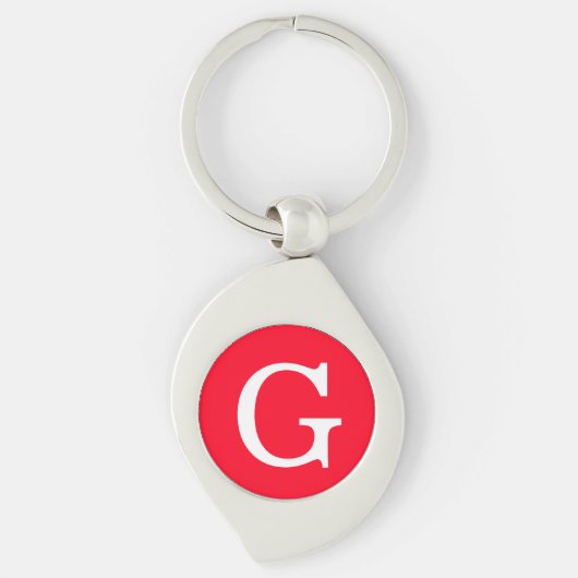 Einfaches Monogramm mit Anfangsbuchstaben in Rot u Schlüsselanhänger (Vorderseite)