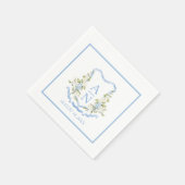 Einfaches Monogramm mit Blaue Hortensien-Wappen Serviette (Ecke)