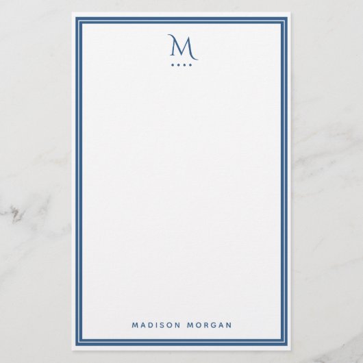 Einfaches Monogramm mit marineblauer Umrandung, pe Briefpapier (Vorderseite)