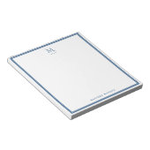 Einfaches Monogramm mit marineblauer Umrandung, pe Notizblock (angewinkelt)