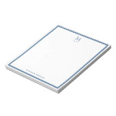 Einfaches Monogramm mit marineblauer Umrandung, pe Notizblock (Rotiert)