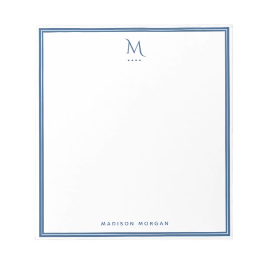 Einfaches Monogramm mit marineblauer Umrandung, pe Notizblock (Vorderseite)
