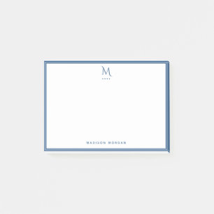 Einfaches Monogramm mit marineblauer Umrandung per Post-it Klebezettel