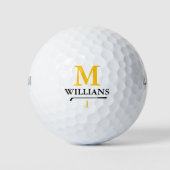 Einfaches Monogramm mit Namen und Initiale Golfball (Vorderseite)
