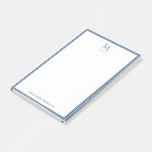 Einfaches Monogramm mit navyblauer Umrandung perso Post-it Klebezettel (angewinkelt)