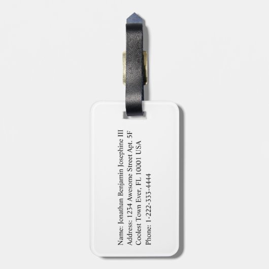 Einfaches Monogramm mit orange Schachbrett Gepäckanhänger (Rückseite vertikal)