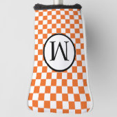 Einfaches Monogramm mit orange Schachbrett Golf Headcover (Rotieren 90)