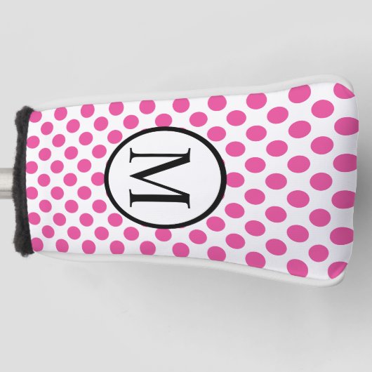 Einfaches Monogramm mit rosa Tupfen Golf Headcover (Vorderseite)