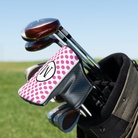 Einfaches Monogramm mit rosa Tupfen Golf Headcover (In Situ)