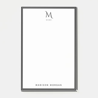 Einfaches Monogramm mit schwarzer Umrandung person Post-it Klebezettel